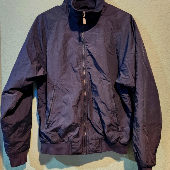 Vintage Holloway Zip Up Bomber Jacket Fleece Lining Size Small Navy Blue - Picture 1 of 5